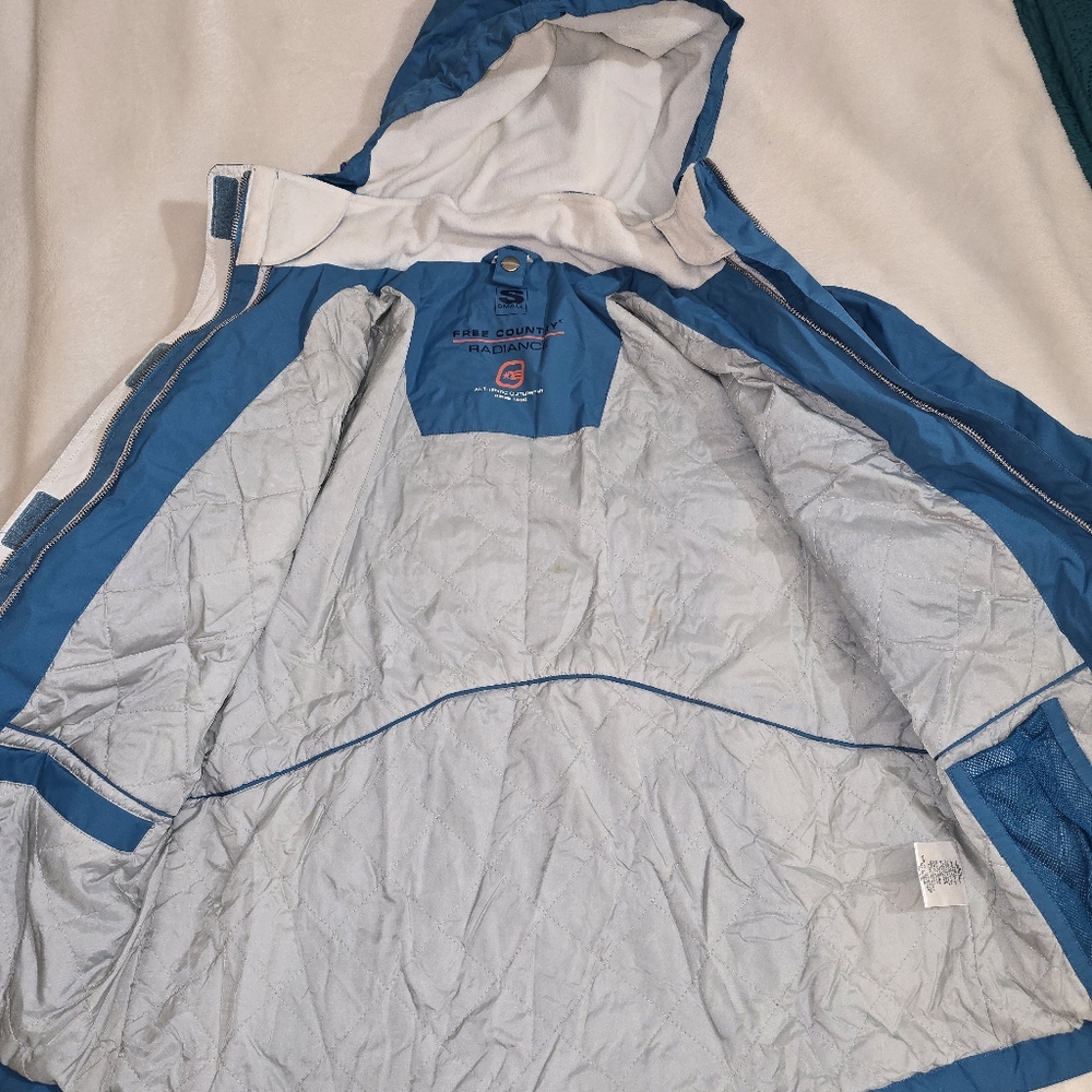 Free Country Blue and White Ski Jacket Shell - Picture 3 of 6